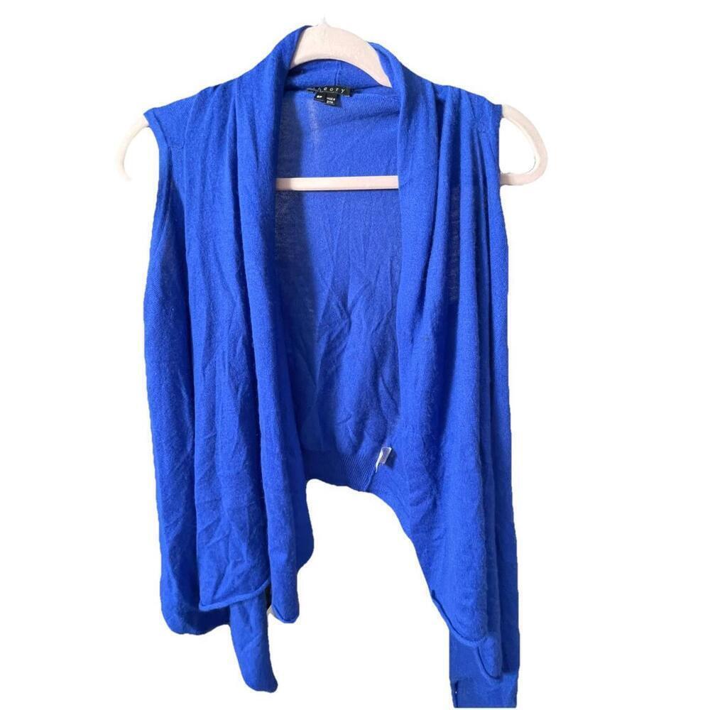 Theory Sleeveless Blue Cardigan Vest Size Small Lose Drape Fall